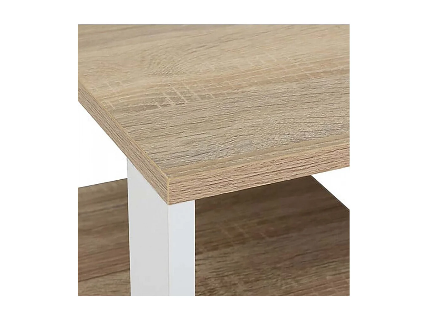 Desserte de cuisine avec roulettes, étagères et placard à 2 portes, coloris chêne/blanc - Longueur 76 x Profondeur 39,5 x Hauteur 85 cm