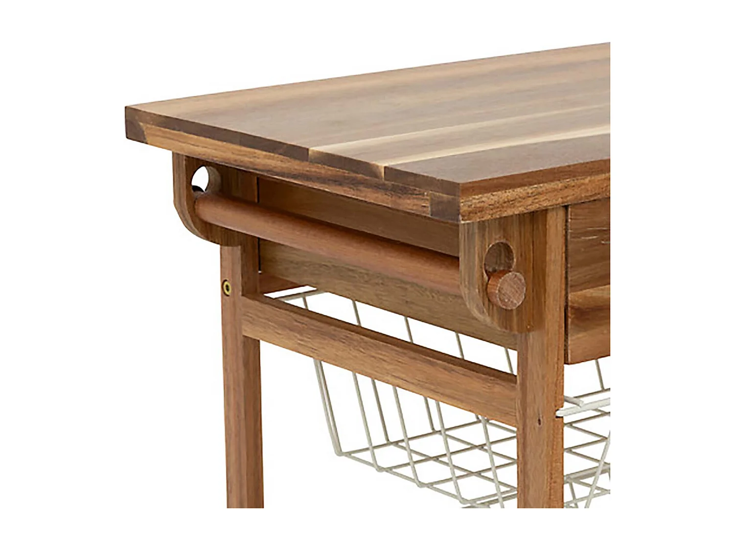 Desserte roulante de cuisine avec 4 paniers coulissantes et 1 tiroir, coloris beige - Longueur 50 x Profondeur 34,5 x Hauteur 88,8 cm
