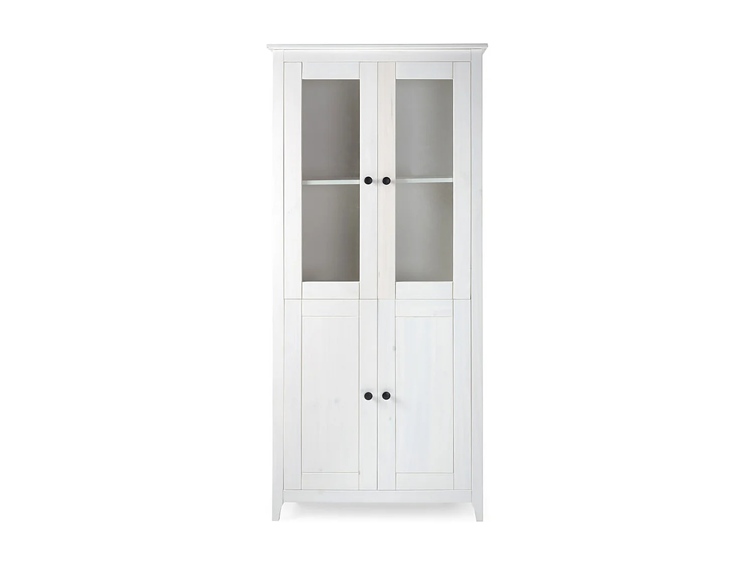 Vitrine avec 2 portes et 2 portes vitrée coloris blanc - Longueur 80,5 x Hauteur 180 x Profondeur 35 cm