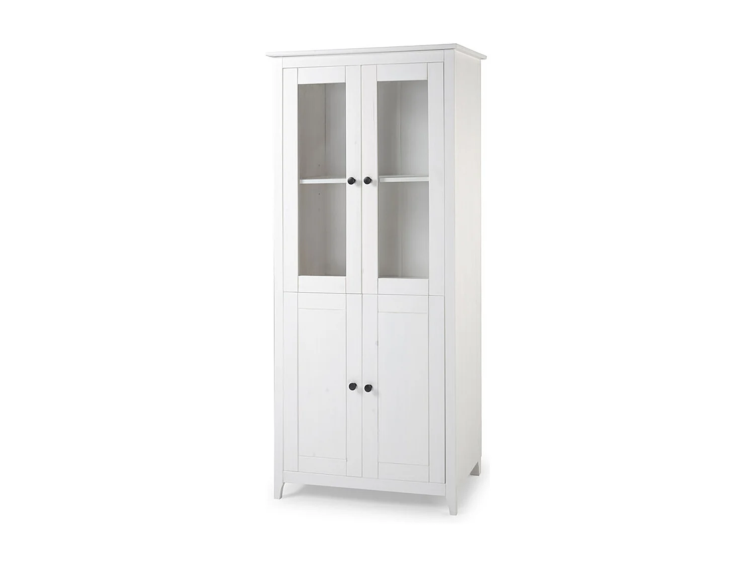 Vitrine avec 2 portes et 2 portes vitrée coloris blanc - Longueur 80,5 x Hauteur 180 x Profondeur 35 cm