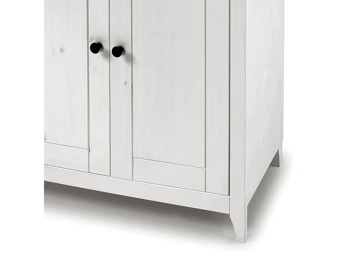 Vitrine avec 2 portes et 2 portes vitrée coloris blanc - Longueur 80,5 x Hauteur 180 x Profondeur 35 cm
