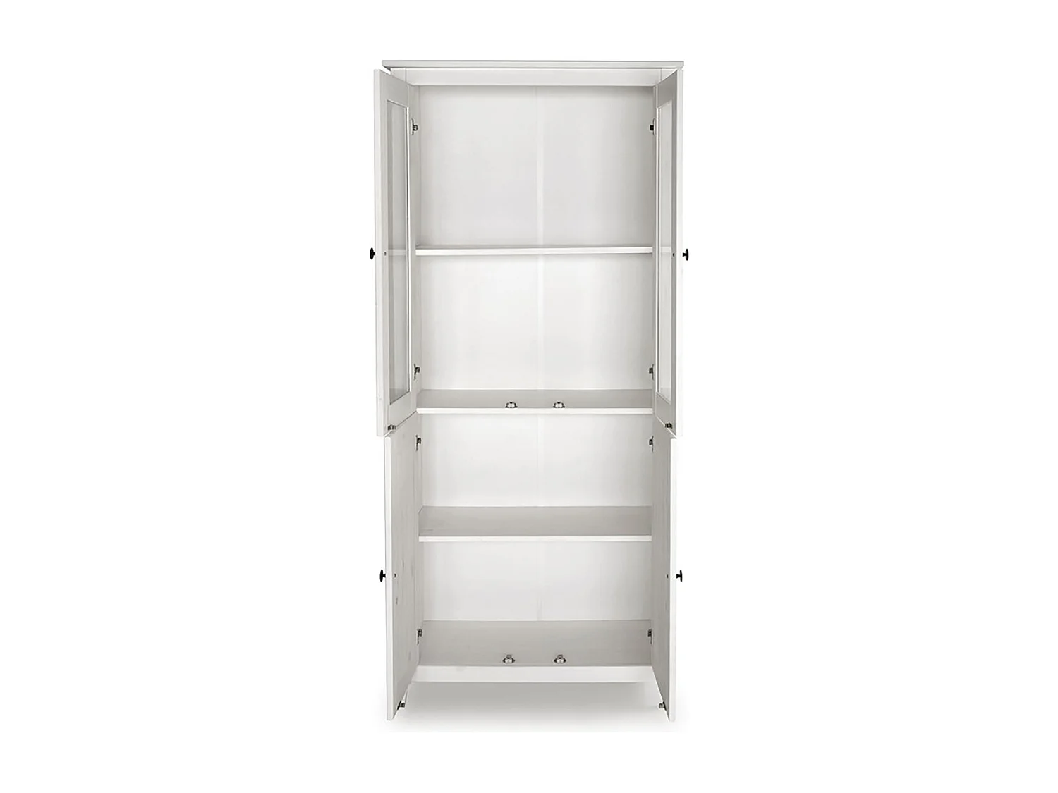 Vitrine avec 2 portes et 2 portes vitrée coloris blanc - Longueur 80,5 x Hauteur 180 x Profondeur 35 cm