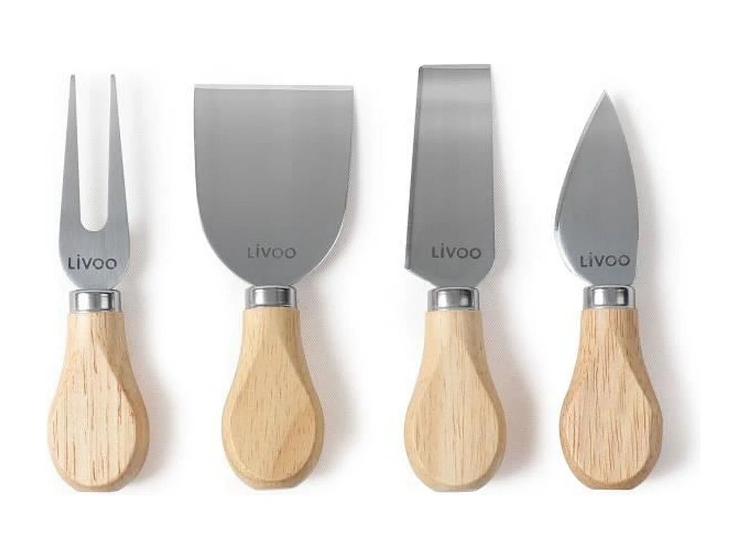 Obrotowa deska do serów z naturalnego drewna kauczukowego 28 cm z 4 stalowymi przyborami i wbudowanym schowkiem