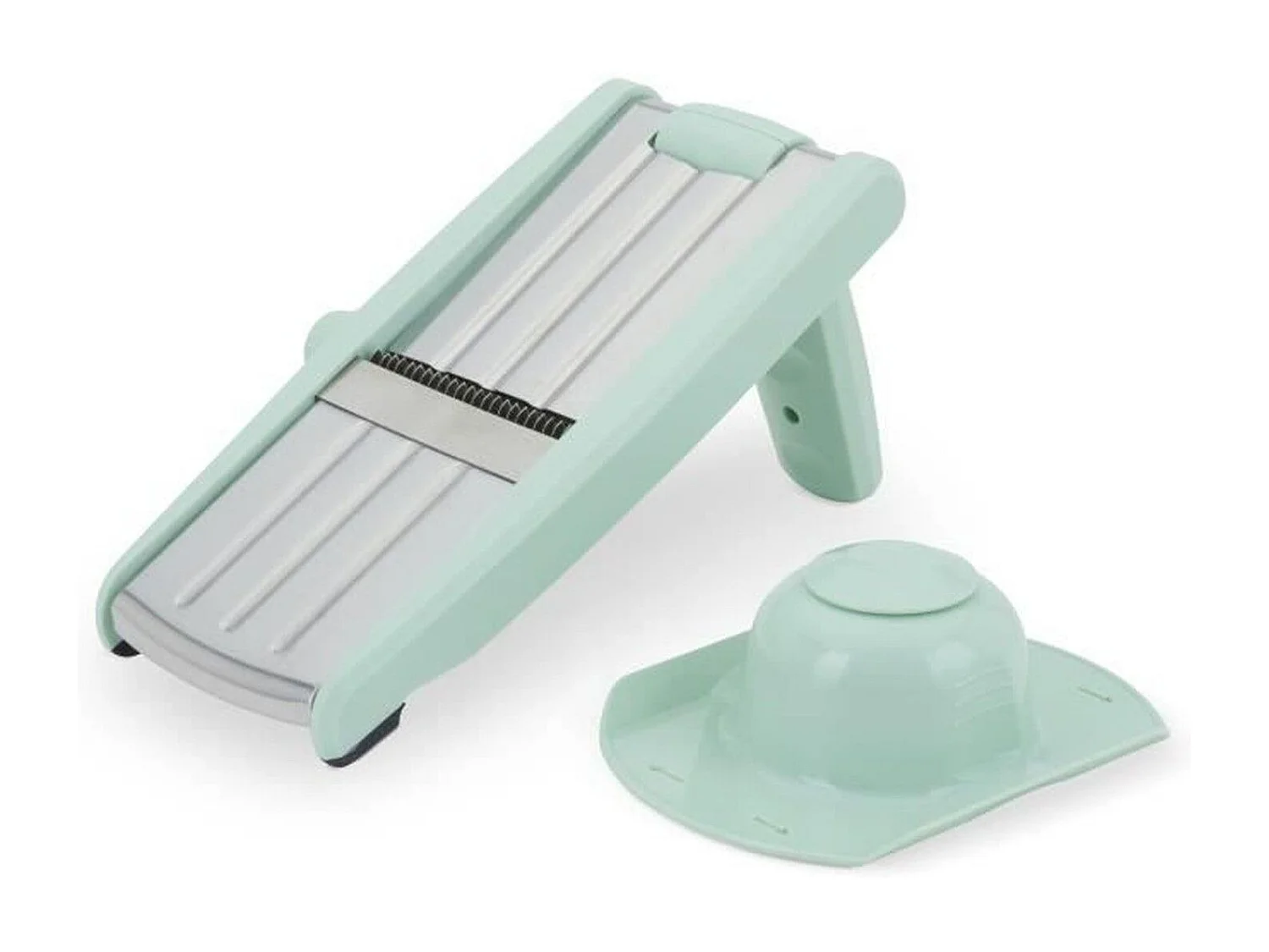 Mandolina 3 w 1 ze stali nierdzewnej regulowana 3-9 mm z odłączanym uchwytem, bezpiecznym popychaczem i antypoślizgowymi nóżkami