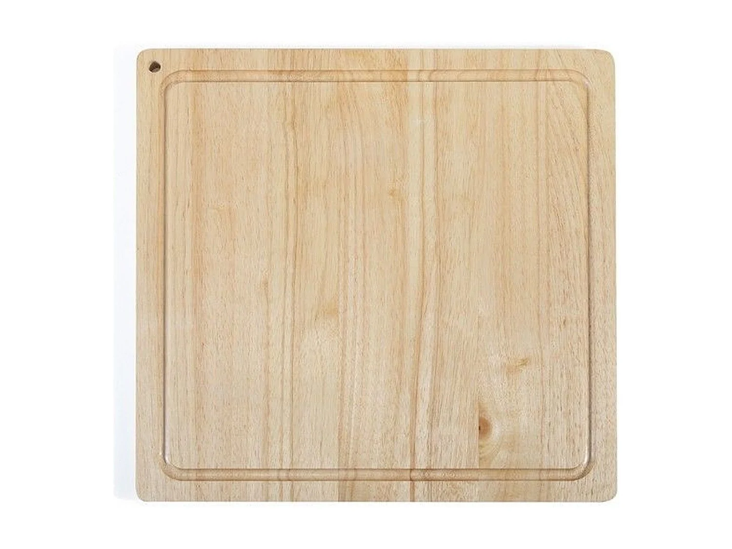 Planche à découper bois d'hévéa - Taille XXL - 46 x 46 cm - Rigole intégrée