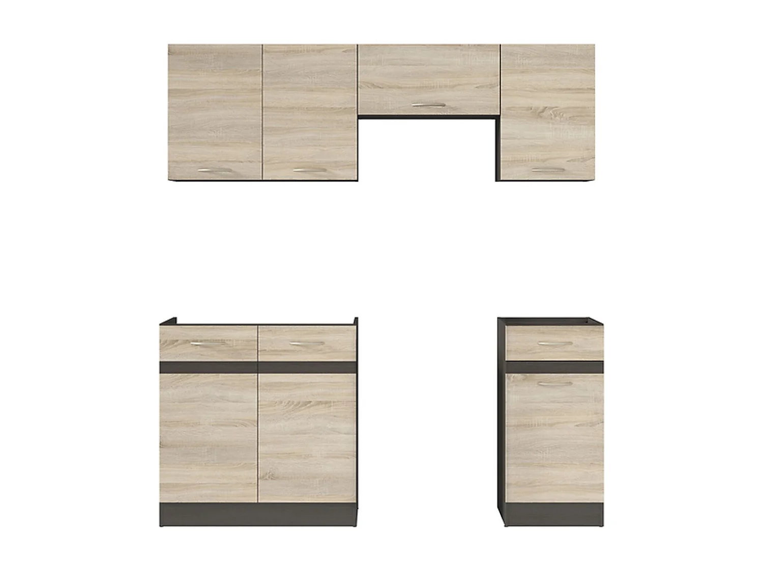 Cuisine complète 180 cm,Ensemble de meuble de cuisine coloris chêne Sonoma/Marron, plan de travail inclus