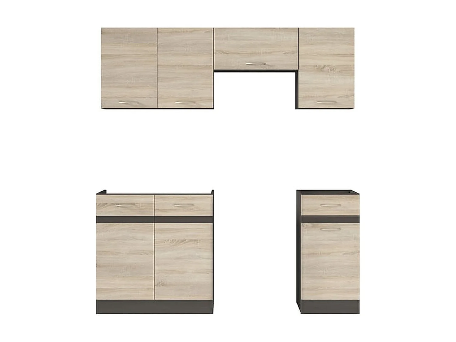 Cuisine complète 180 cm,Ensemble de meuble de cuisine coloris chêne Sonoma/Marron, sans plan de travail