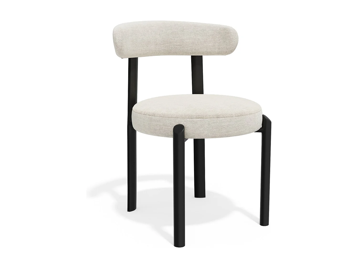 Lot de 2 chaises NOMA en Tissu tramé toucher doux Crème