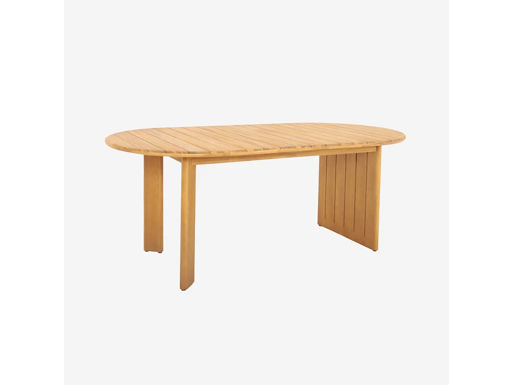 Table de jardin ovale bois d'acacia 6 places 200cm naturel - Bosca