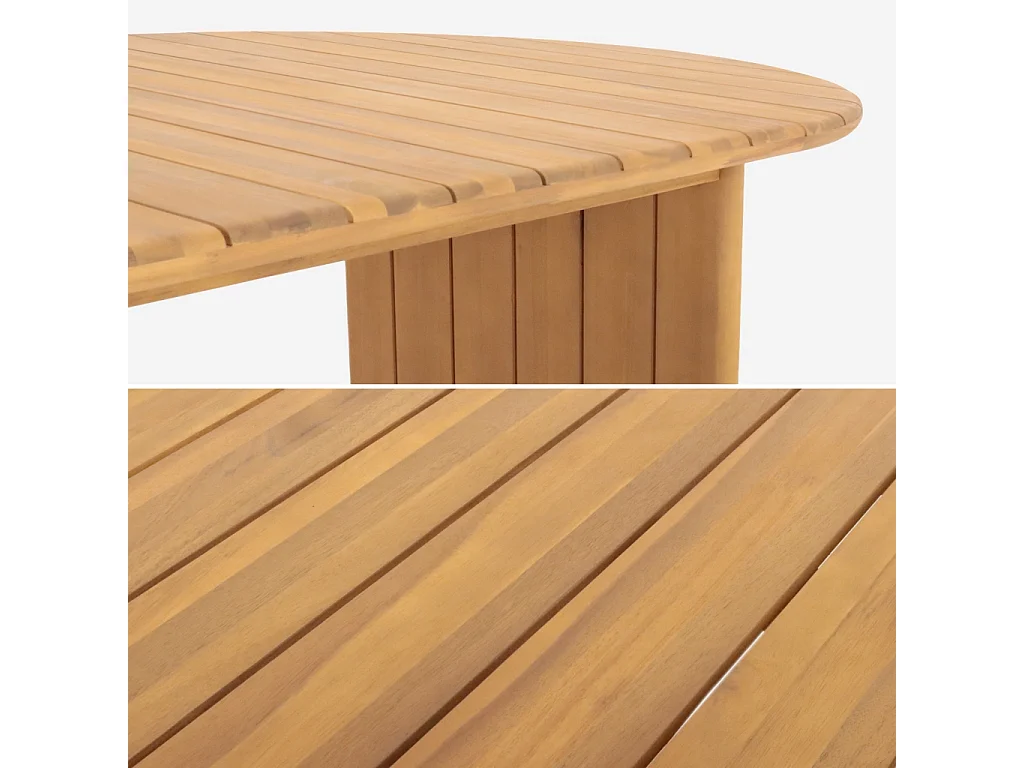 Table de jardin ovale bois d'acacia 6 places 200cm naturel - Bosca
