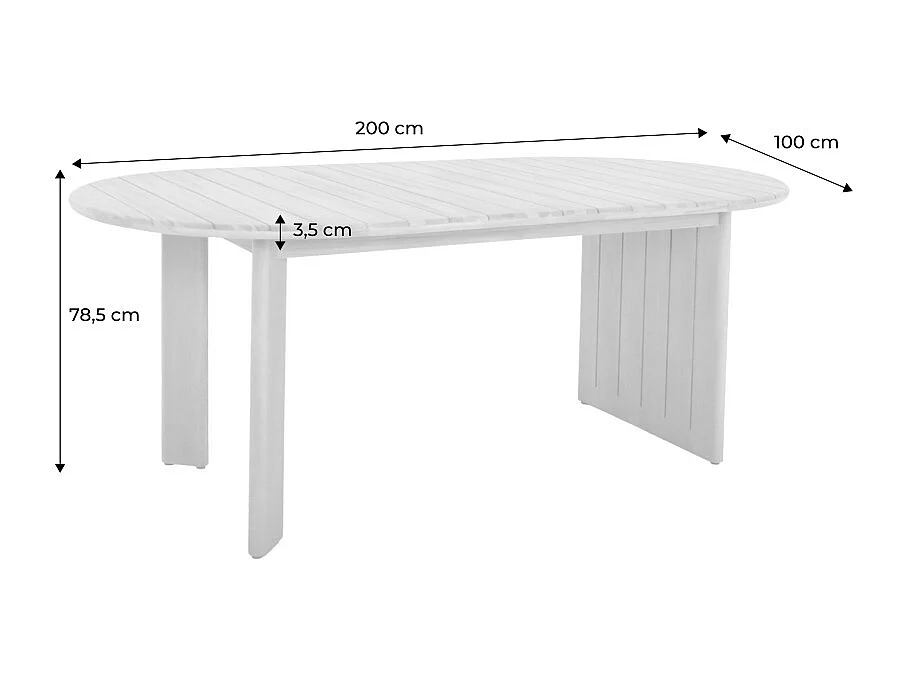 Table de jardin ovale bois d'acacia 6 places 200cm naturel - Bosca
