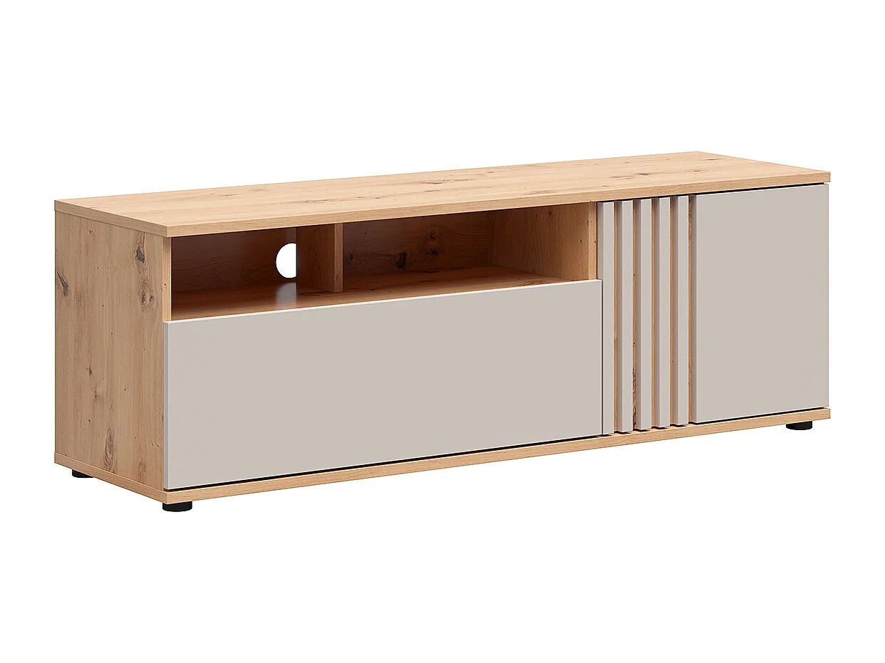 TV-Möbel 1 Tür 1 Schublade 135 cm Ezra Kaschmir und Holz