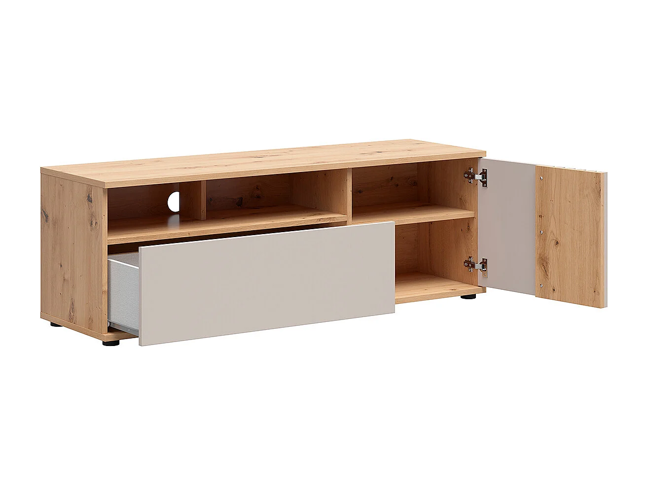 TV-Möbel 1 Tür 1 Schublade 135 cm Ezra Kaschmir und Holz