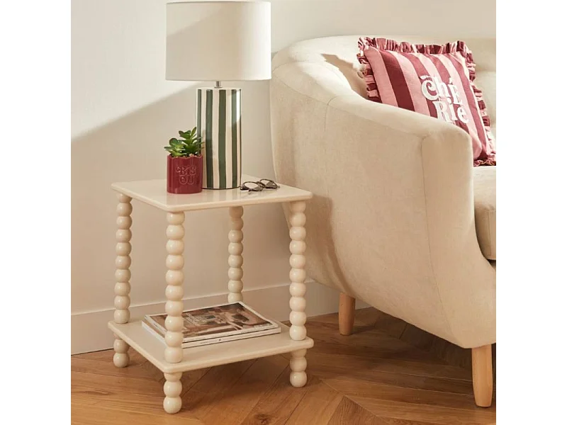 Table d'Appoint Avec Étagère "Chamlo" 45cm Ivoire