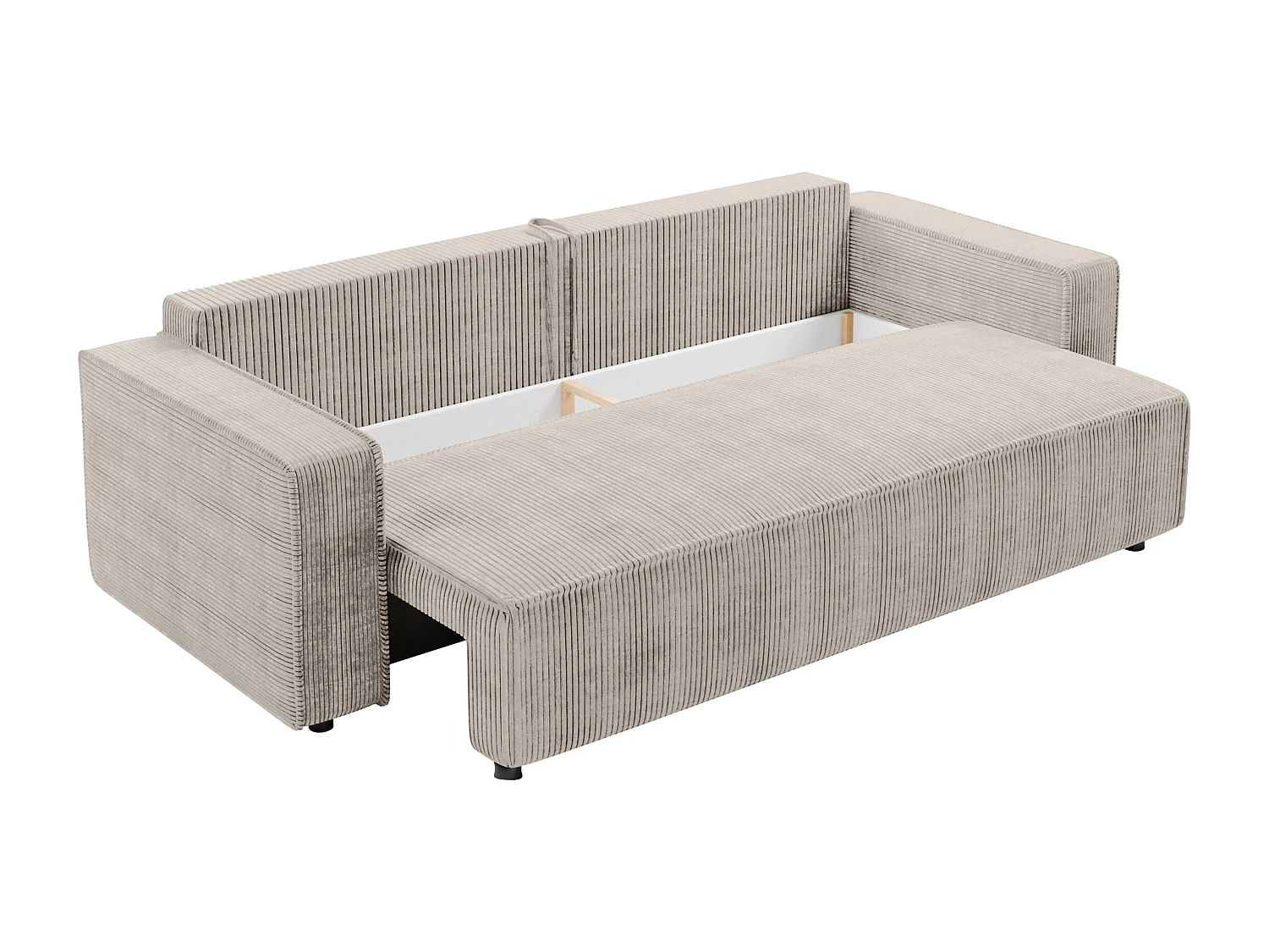 AX LIVING Canapé 3 places Aydin velours côtelé beige 238 cm convertible