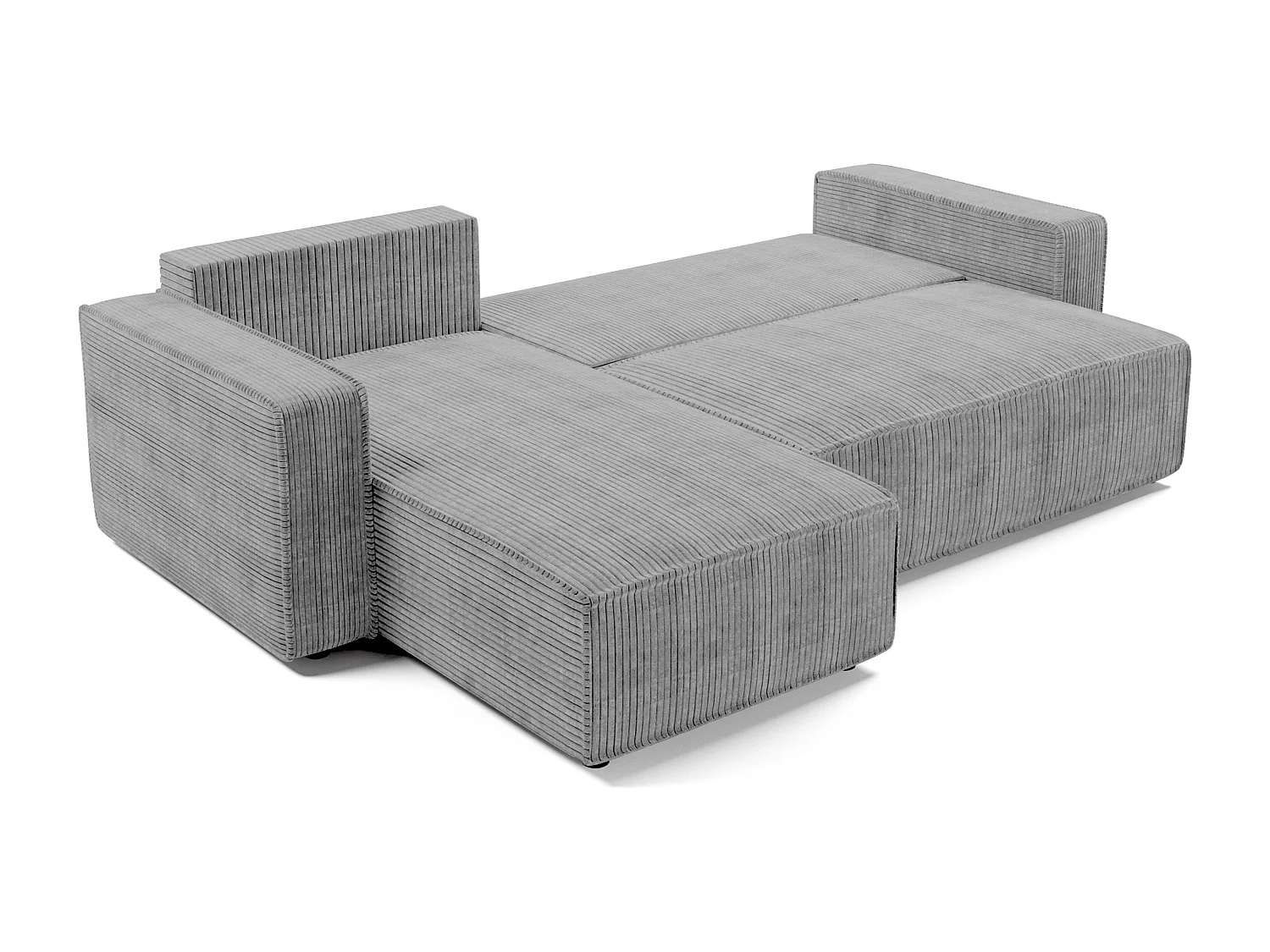 AX LIVING Canapé d’angle Aydin velours côtelé gris clair convertible avec coffre
