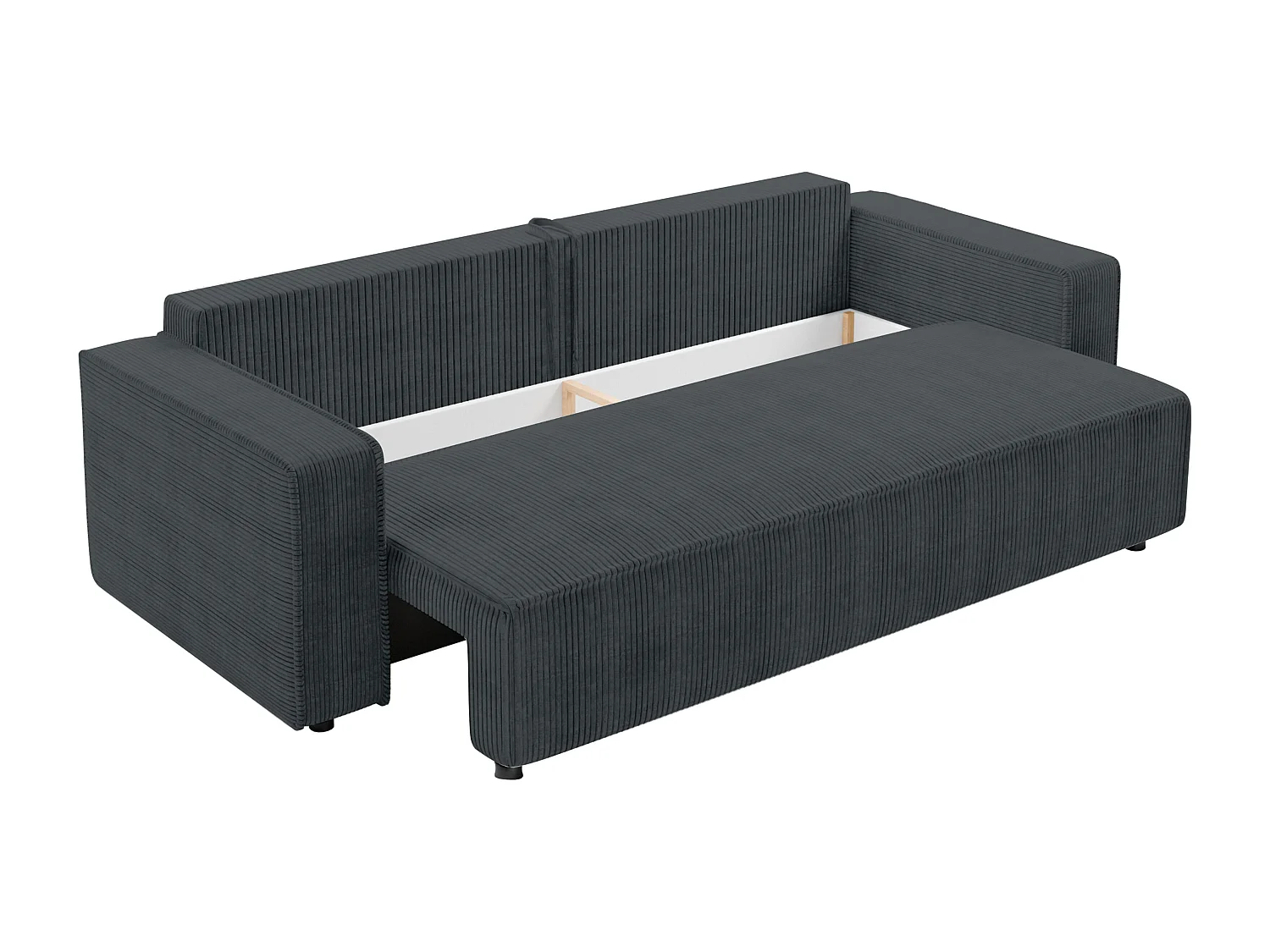 AX LIVING Canapé 3 places Aydin velours côtelé gris 238 cm convertible