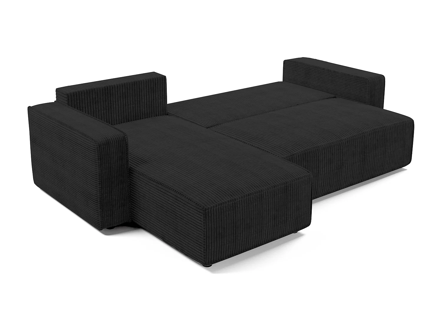 AX LIVING Canapé d’angle Aydin velours côtelé gris foncé 258 cm convertible