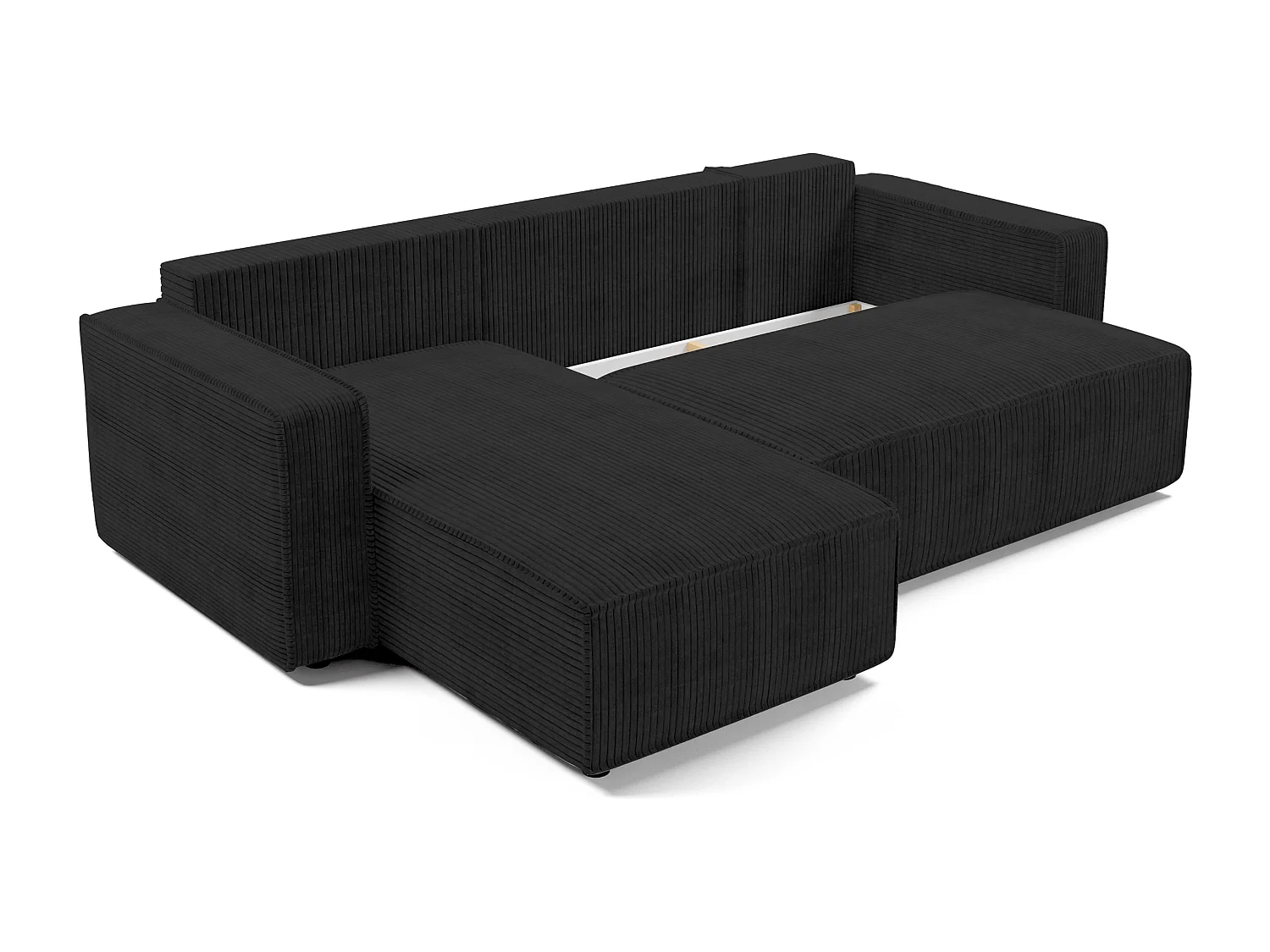 AX LIVING Canapé d’angle Aydin velours côtelé gris foncé 258 cm convertible