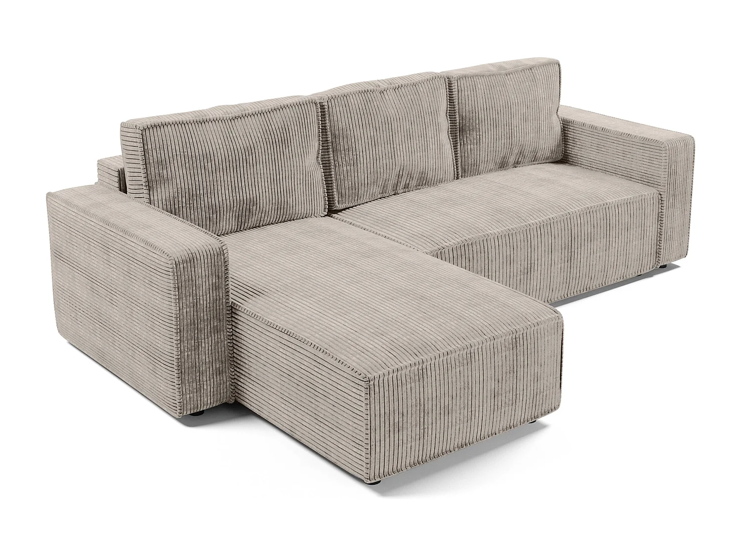 AX LIVING Canapé d’angle Aydin velours côtelé beige convertible