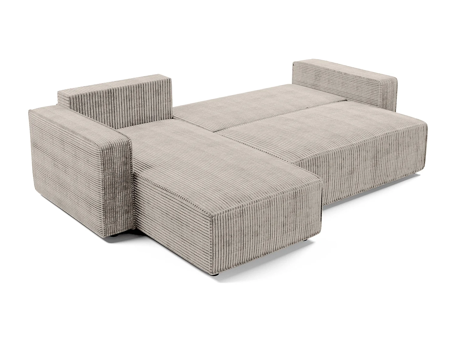 AX LIVING Canapé d’angle Aydin velours côtelé beige convertible