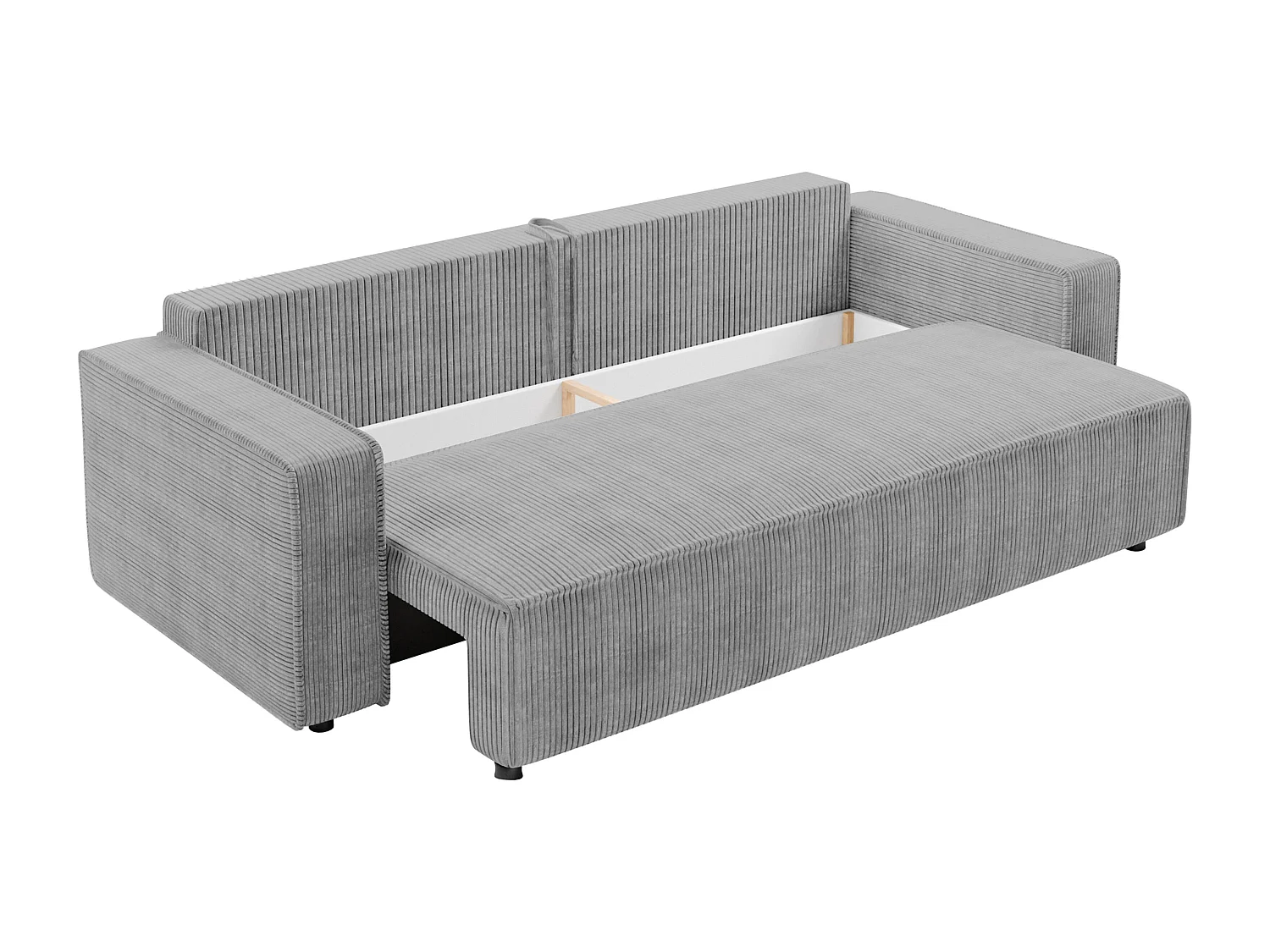 AX LIVING Canapé 3 places Aydin velours côtelé gris clair convertible