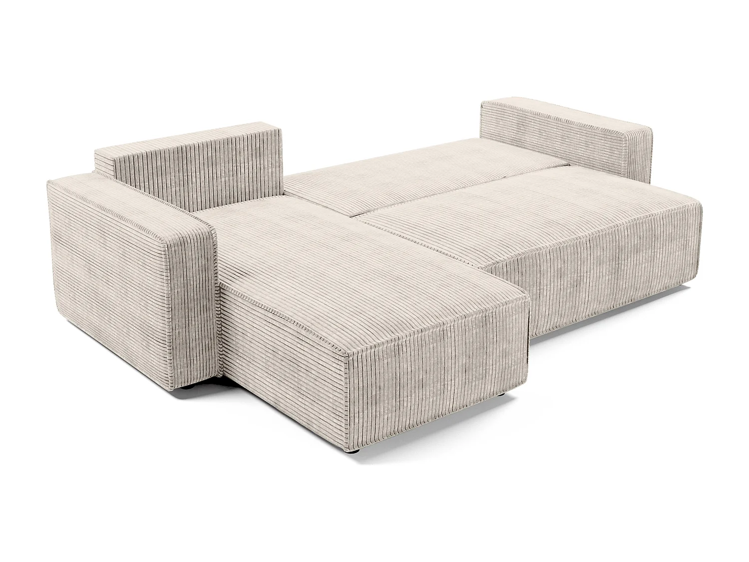 AX LIVING Canapé d’angle Aydin velours côtelé crème convertible