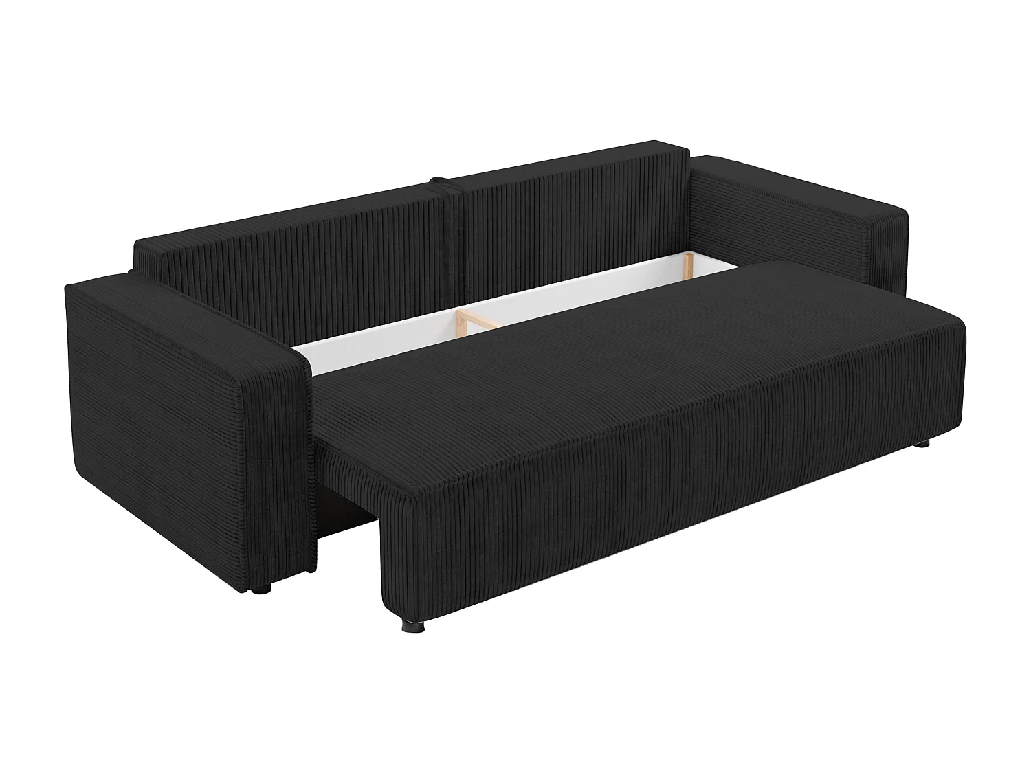 AX LIVING Canapé 3 places Aydin velours côtelé gris foncé convertible