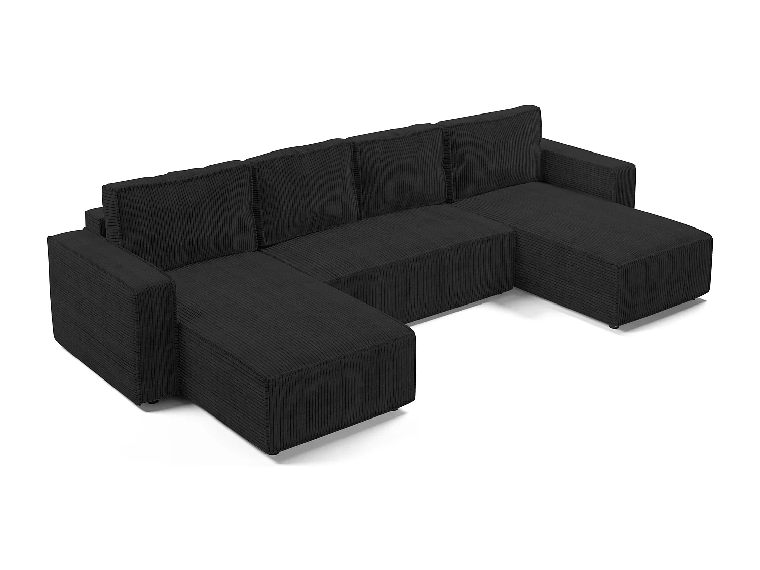 AX LIVING Canapé panoramique en U Aydin velours côtelé gris foncé convertible