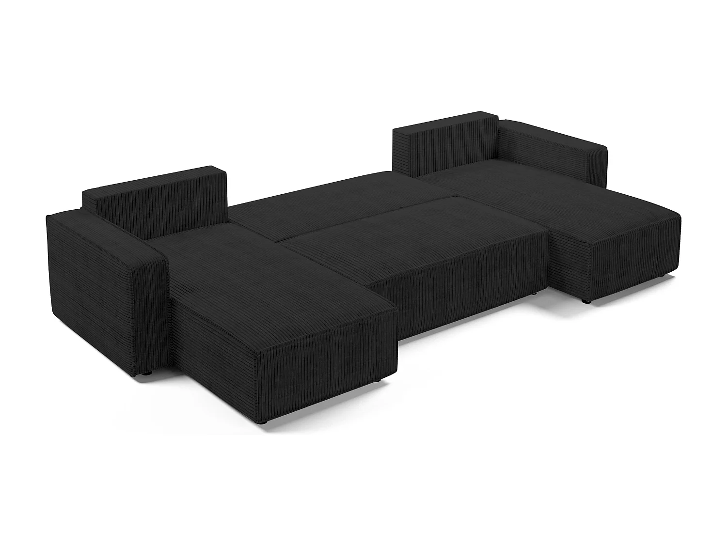 AX LIVING Canapé panoramique en U Aydin velours côtelé gris foncé convertible