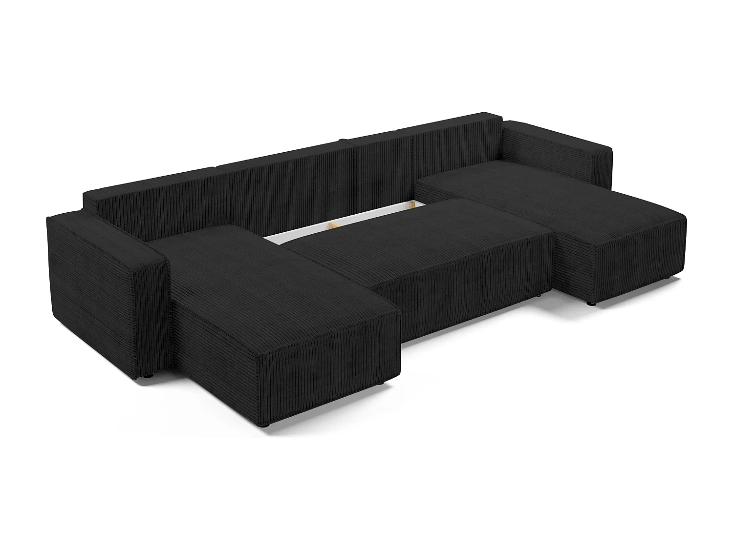 AX LIVING Canapé panoramique en U Aydin velours côtelé gris foncé convertible