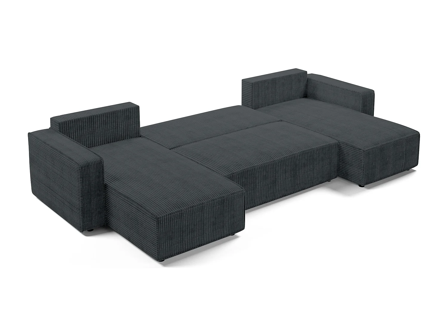 AX LIVING Canapé panoramique en U Aydin velours côtelé gris convertible