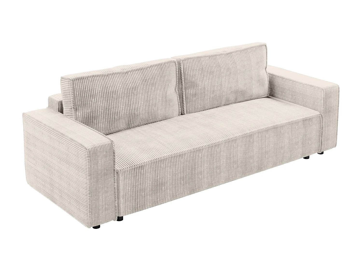 AX LIVING Canapé 3 places Aydin velours côtelé crème 238 cm convertible
