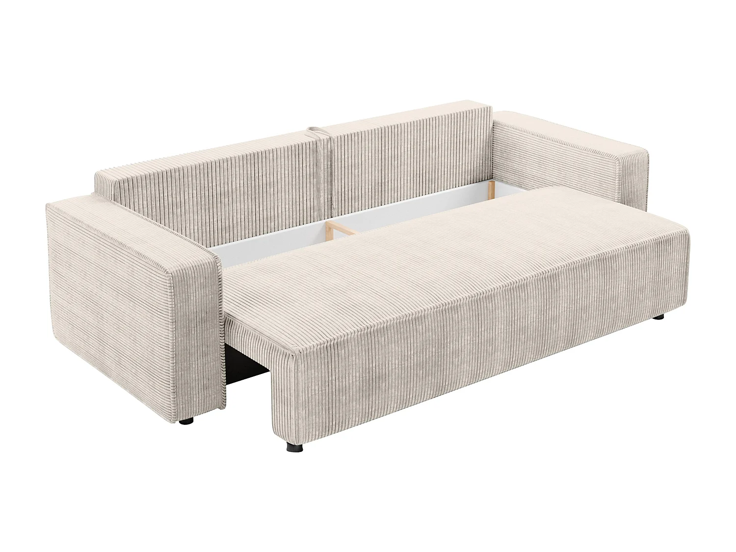 AX LIVING Canapé 3 places Aydin velours côtelé crème 238 cm convertible