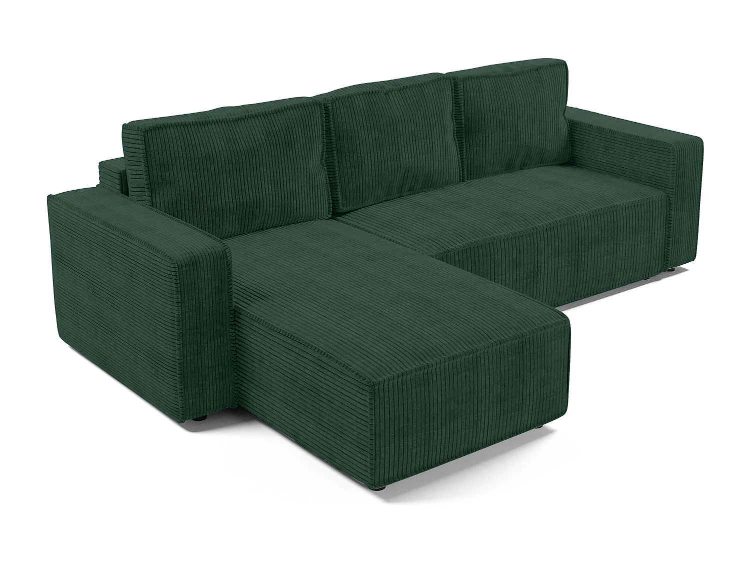 AX LIVING Canapé d’angle Aydin velours côtelé vert 258 cm convertible
