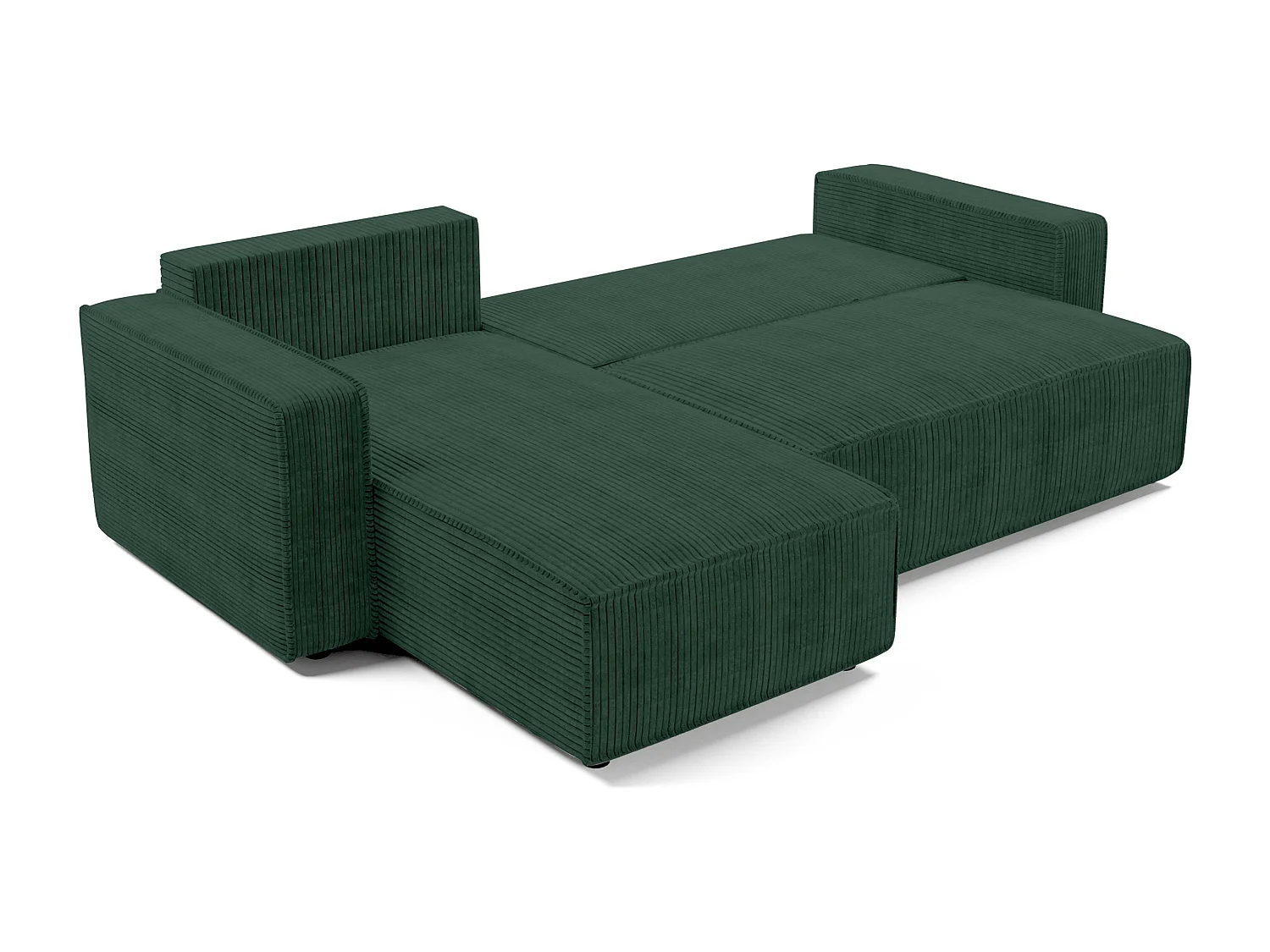AX LIVING Canapé d’angle Aydin velours côtelé vert 258 cm convertible