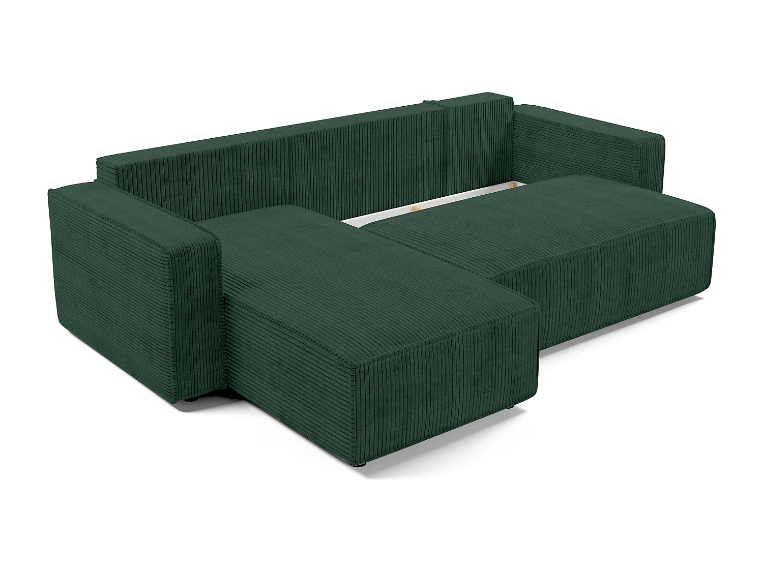 AX LIVING Canapé d’angle Aydin velours côtelé vert 258 cm convertible