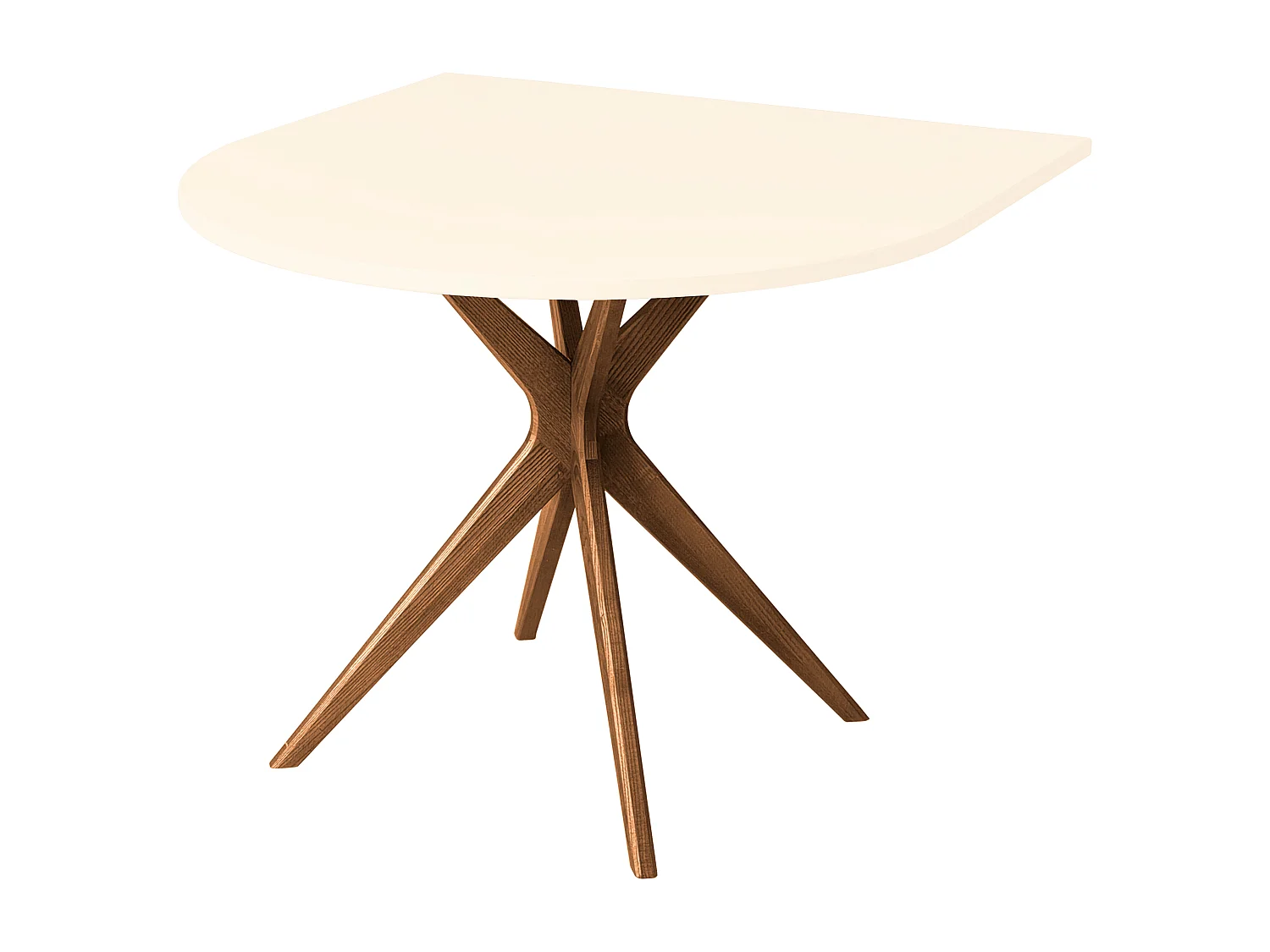 Table demi-ovale à manger 90x90 cm, 4 personnes, MDF Blanc Craie | frêne teinté chêne