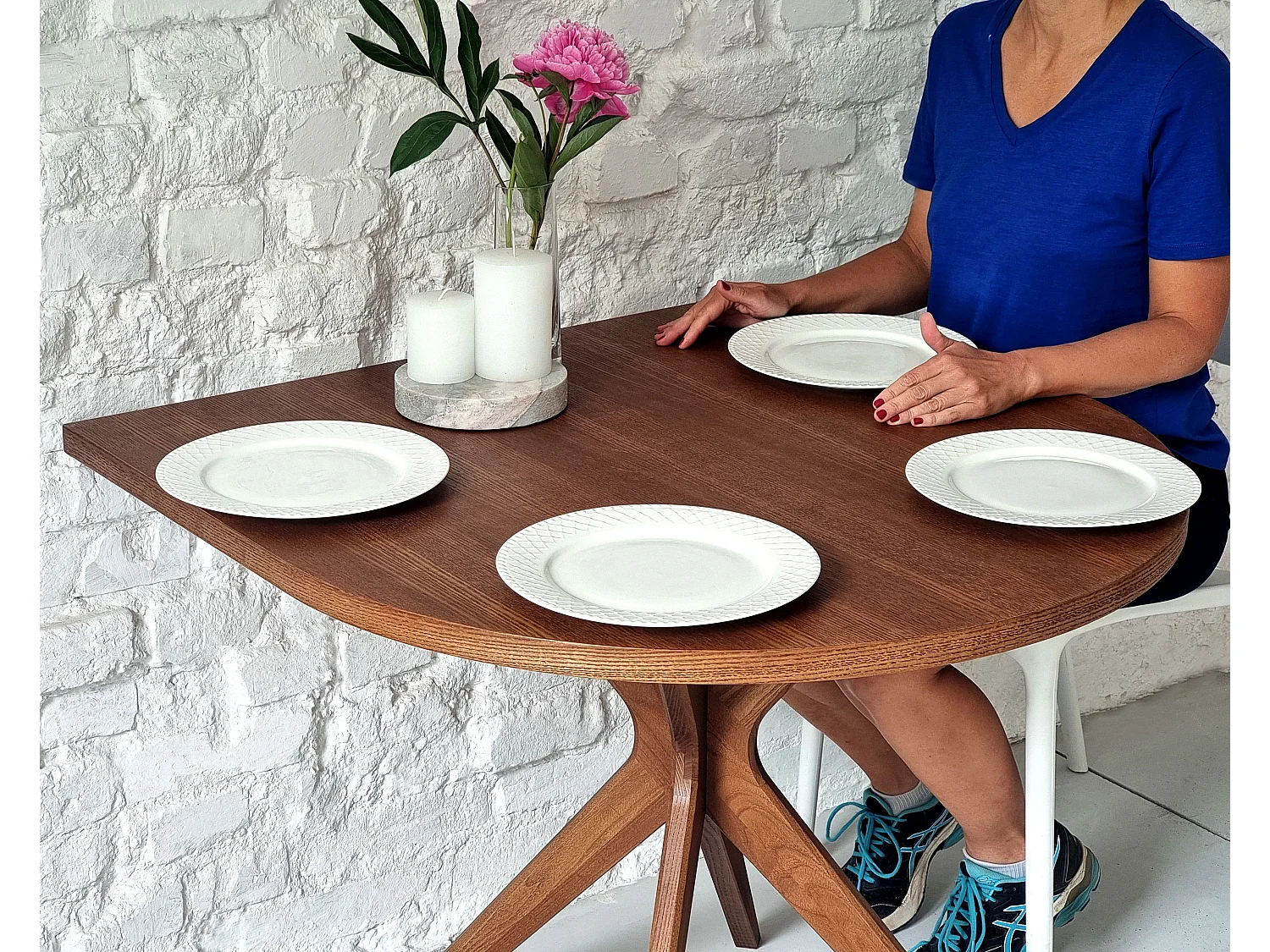 Table demi-ovale à manger 90x90 cm, 4 personnes Jubi Noir