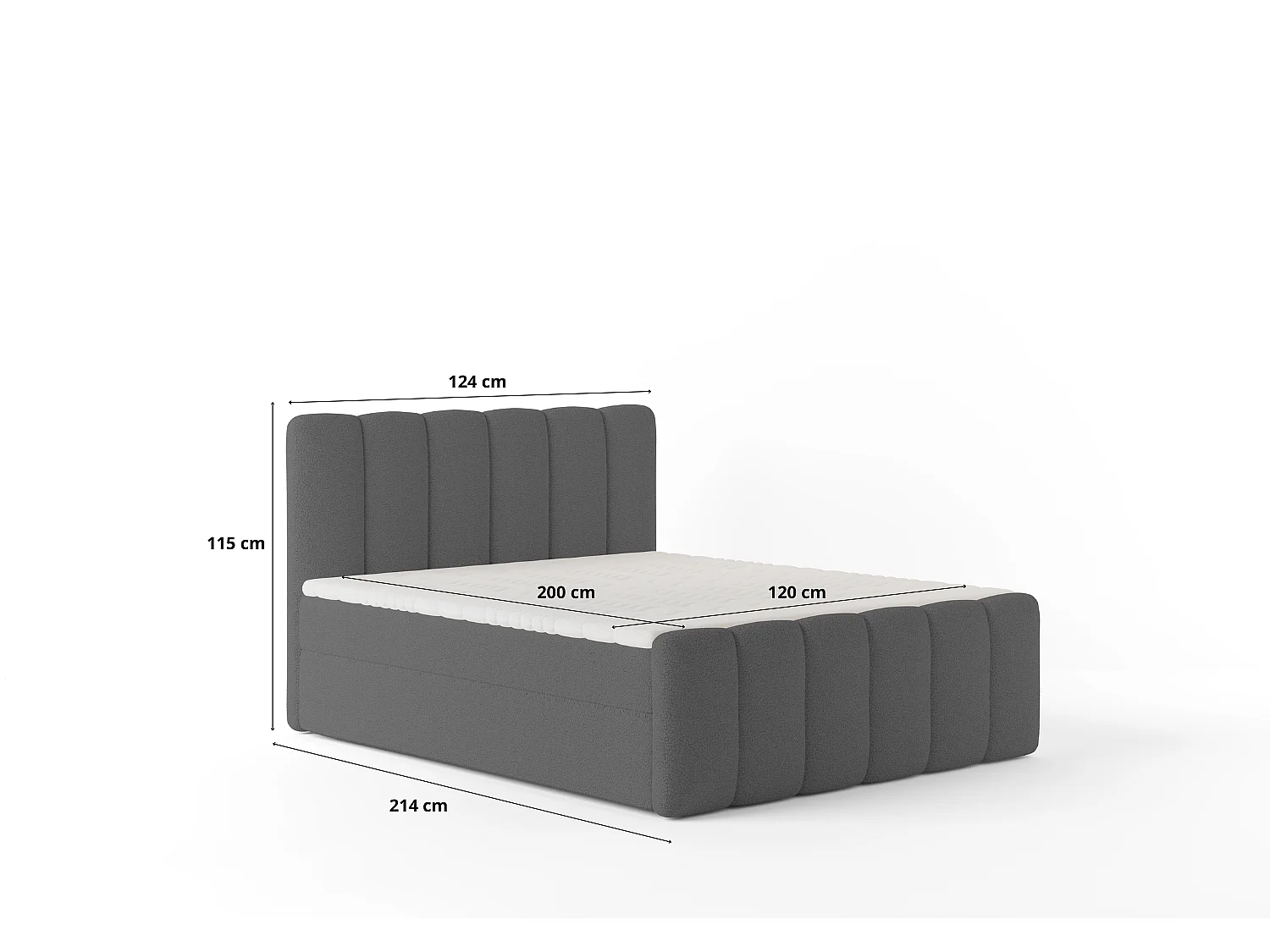 Lit capitonné élégant KORA 120x200 cm en tissu CENTAUR 1 blanc cassé