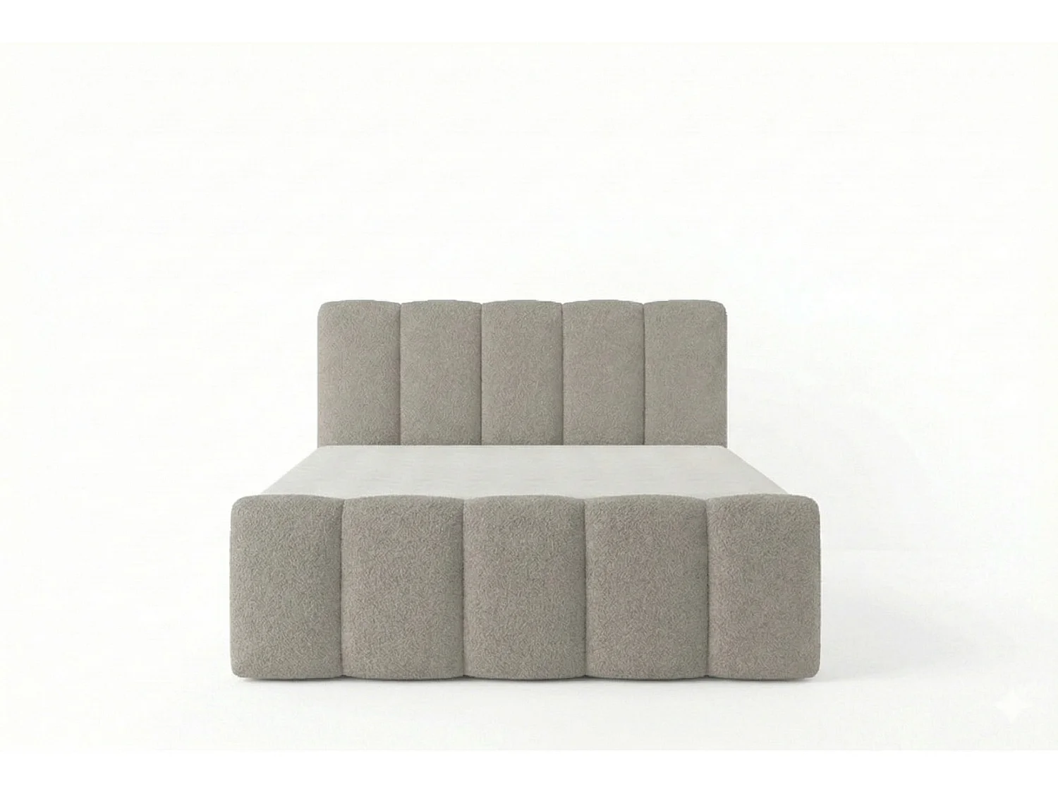 Élégant lit capitonné KORA 200x200 cm en tissu CENTAUR 3 gris clair.