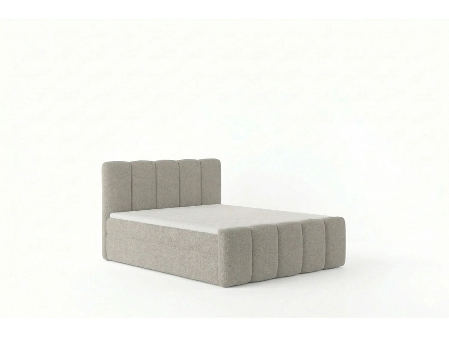 Élégant lit capitonné KORA 200x200 cm en tissu CENTAUR 3 gris clair.