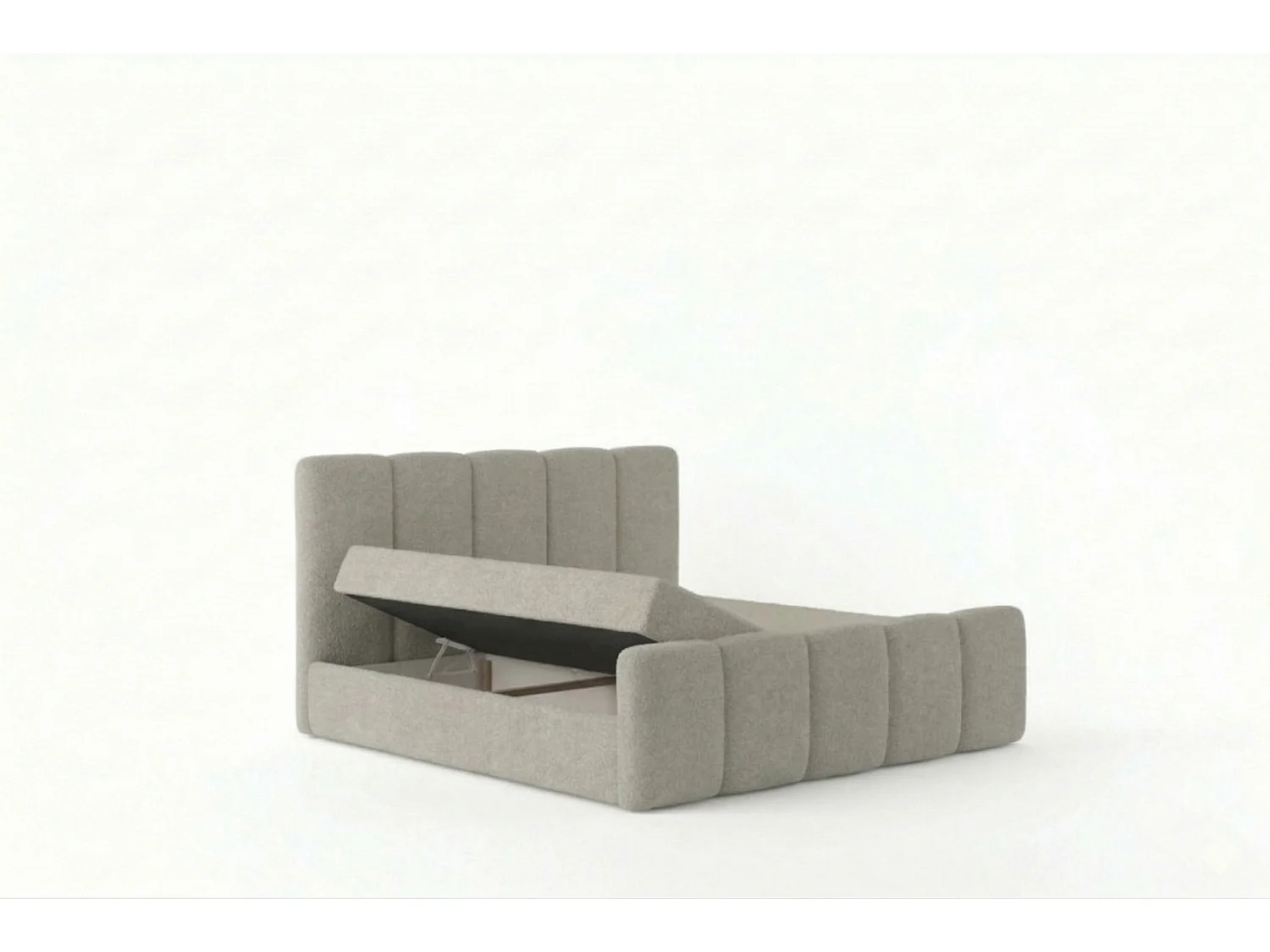 Élégant lit capitonné KORA 200x200 cm en tissu CENTAUR 3 gris clair.