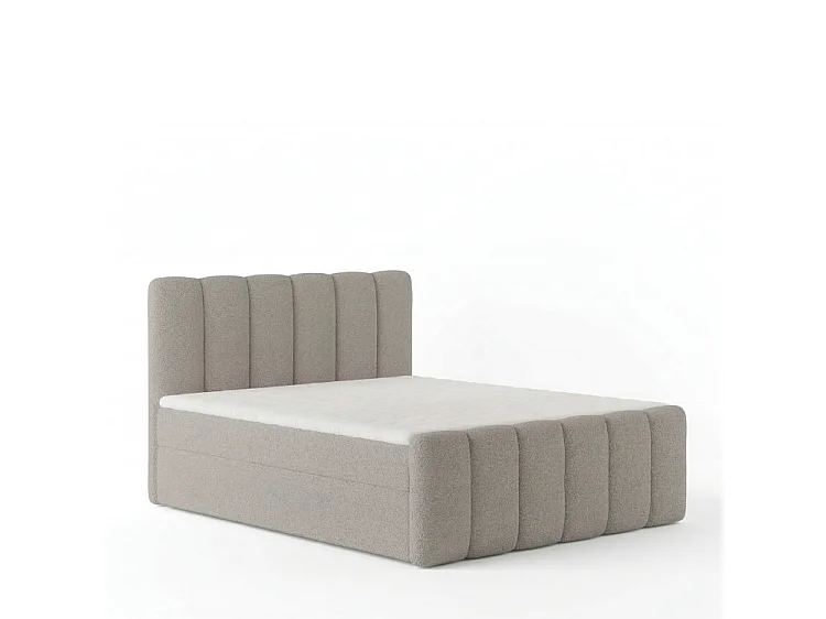 Élégant lit tapissé KORA 180x200 cm en tissu CENTAUR 3 gris clair