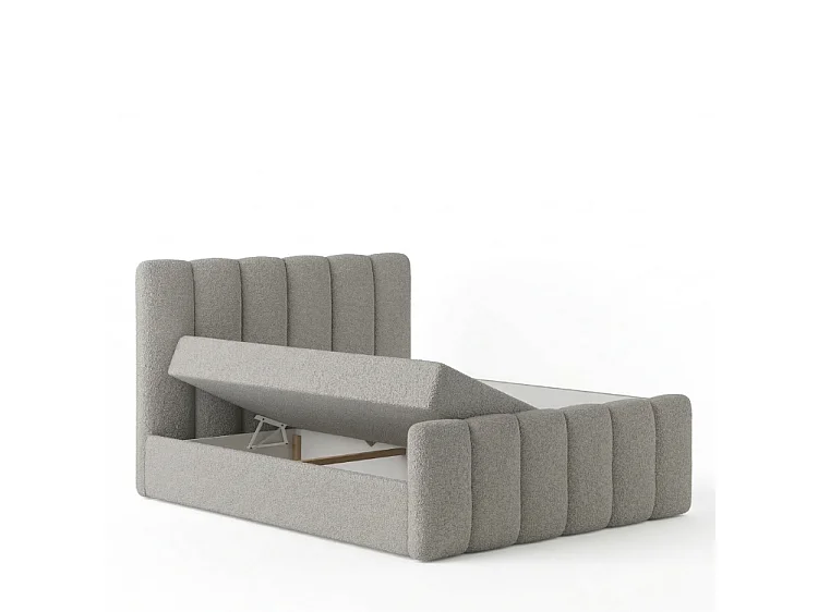 Élégant lit tapissé KORA 180x200 cm en tissu CENTAUR 3 gris clair