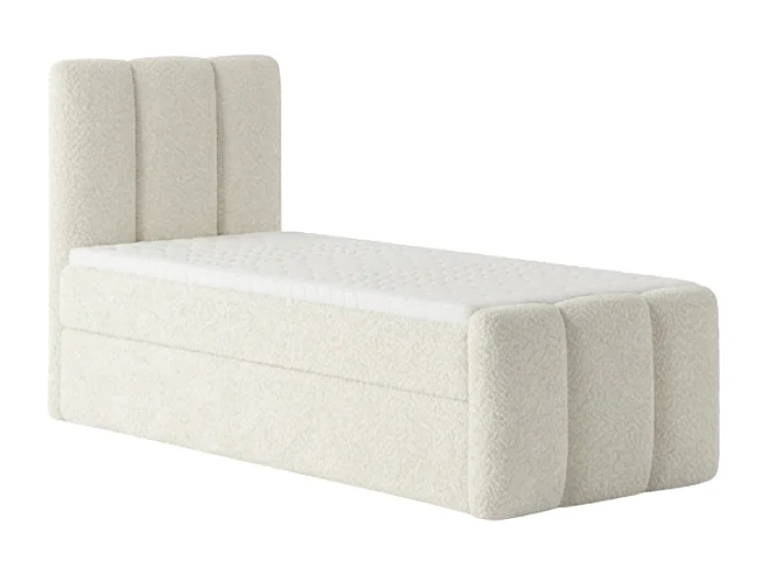 Lit tapissé élégant KORA 90x200 cm en tissu CENTAUR 1 blanc cassé