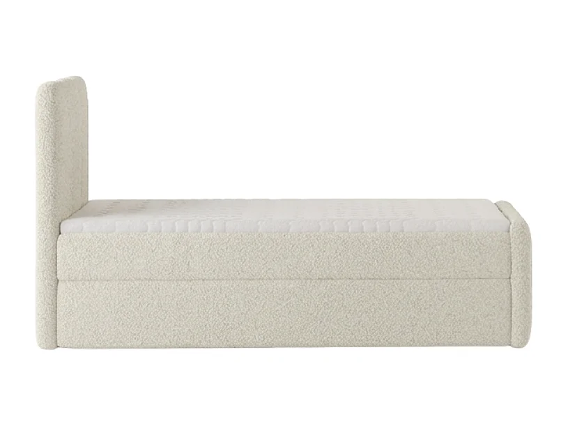 Lit tapissé élégant KORA 90x200 cm en tissu CENTAUR 1 blanc cassé