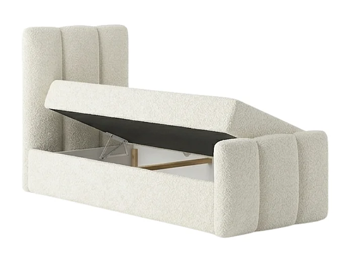 Lit tapissé élégant KORA 90x200 cm en tissu CENTAUR 1 blanc cassé