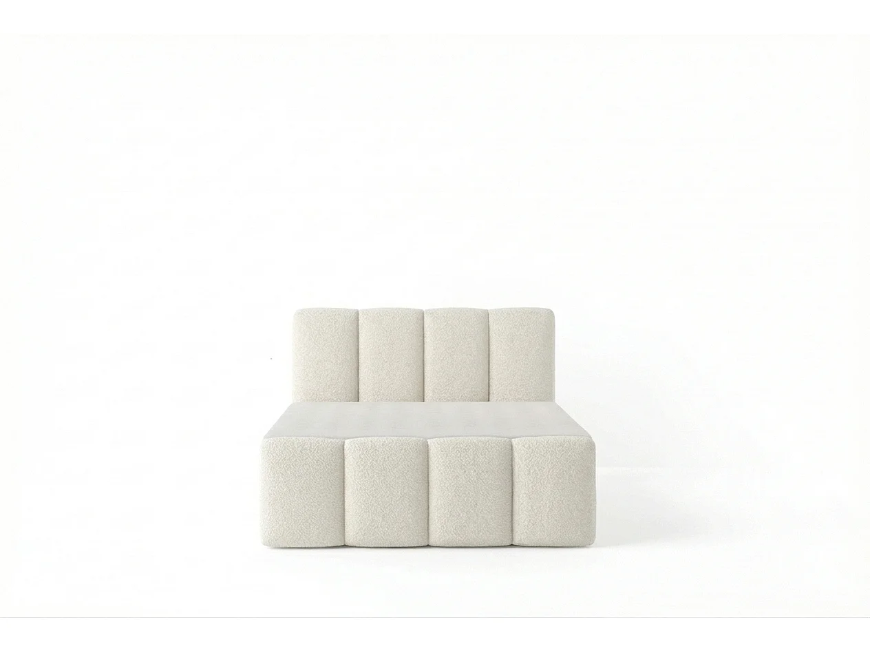 Élégant lit capitonné KORA 140x200 cm en tissu CENTAUR 1 blanc cassé