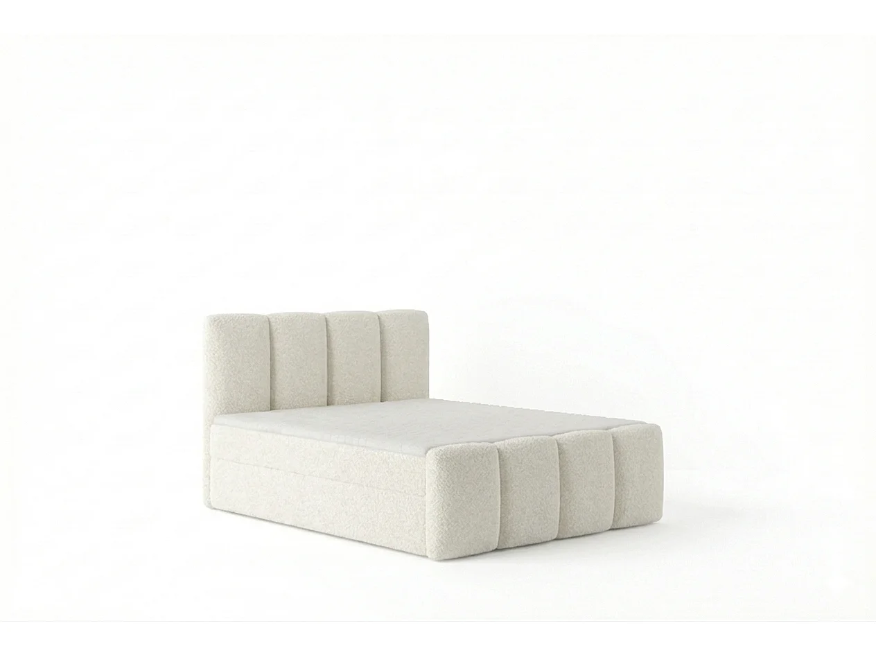 Élégant lit capitonné KORA 140x200 cm en tissu CENTAUR 1 blanc cassé